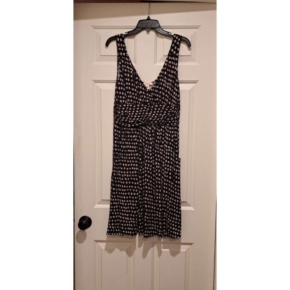 Sundance Womens Blue Braided Strap Smocked Waist V Neck Dotted Midi Dress Medium